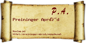 Preininger Apród névjegykártya